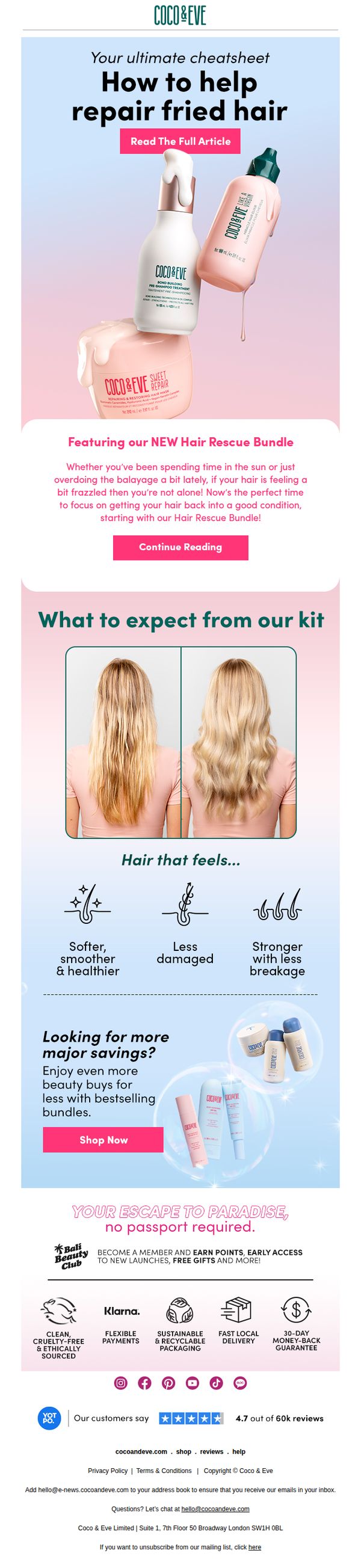 6. Coco & Eve: Repairing fried hair: A cheatsheet