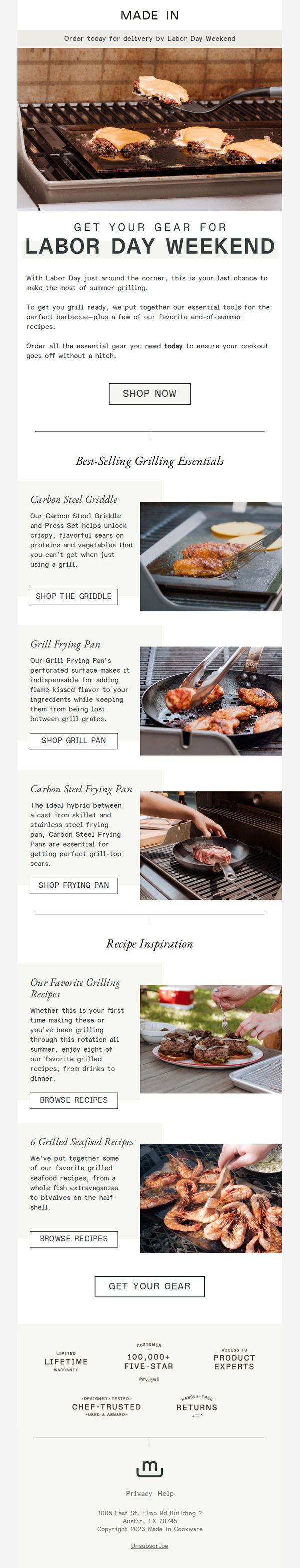6. Made In: Last Call for Delivery by Labor Day