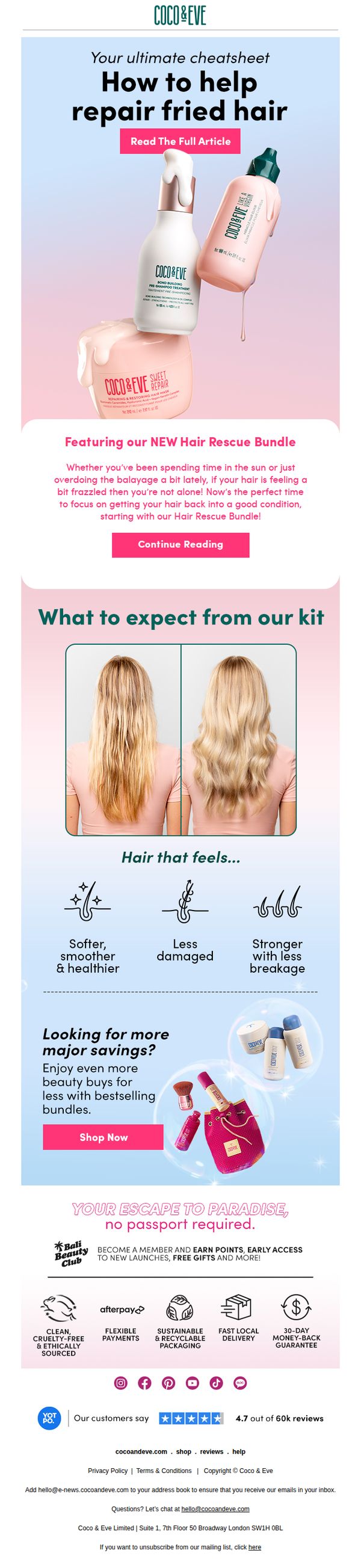 7. Coco & Eve: Repairing fried hair: A cheatsheet