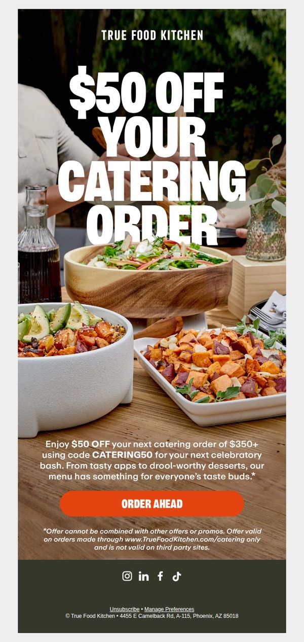 6. $50 OFF your catering order 🎉
