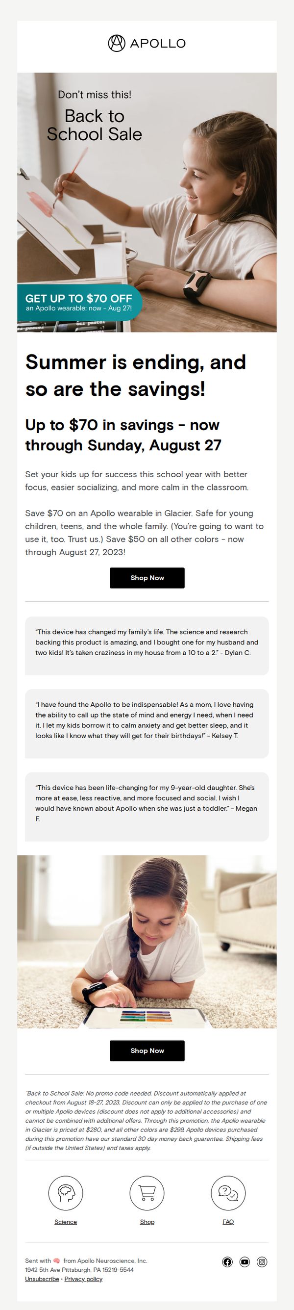 10. Apollo Neuroscience: Back to school savings - get up to $70 off!