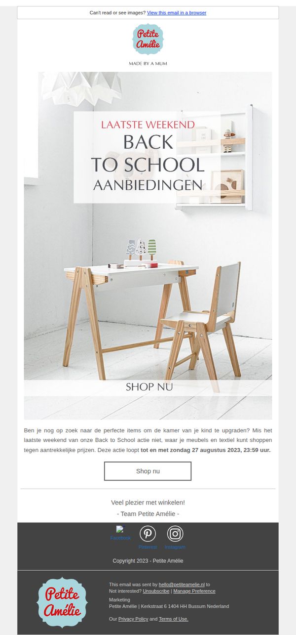7. Petite Amelie - BE: Laatste weekend: Shop onze Back to school aanbiedingen 💼