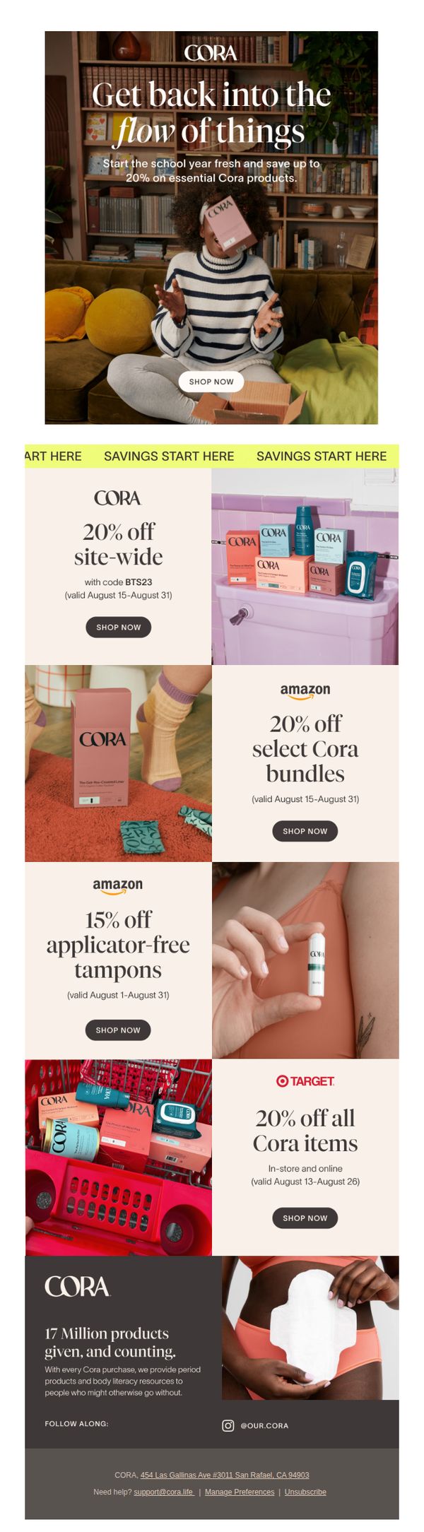 6. Last Call: Cora Back To School Sale