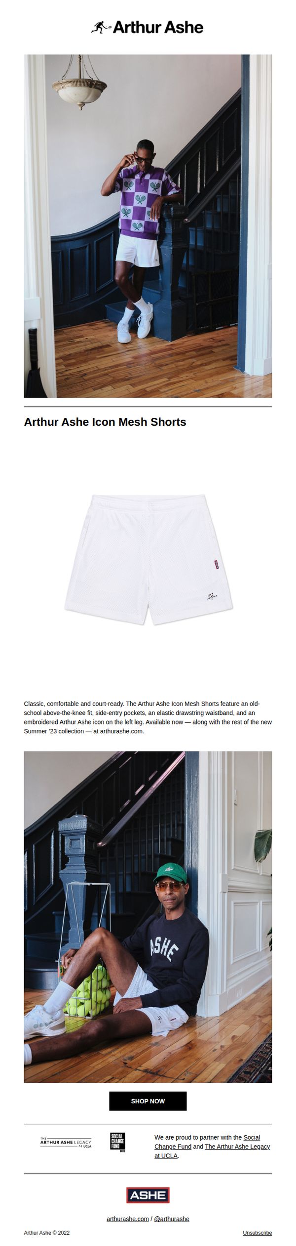 8. Arthur Ashe Icon Mesh Shorts