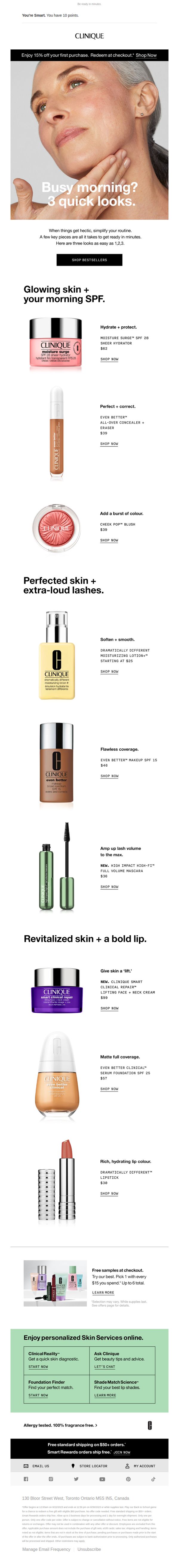 7. Clinique - CA: 3 quick looks ⚡️Get out the door fast.