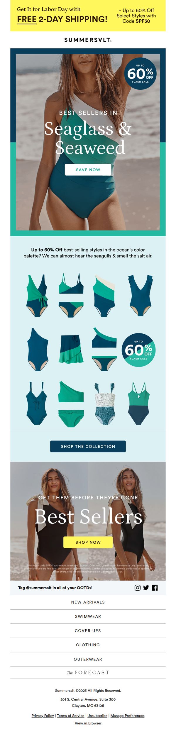 7. Up to 60% Off your fave colors 💙💚
