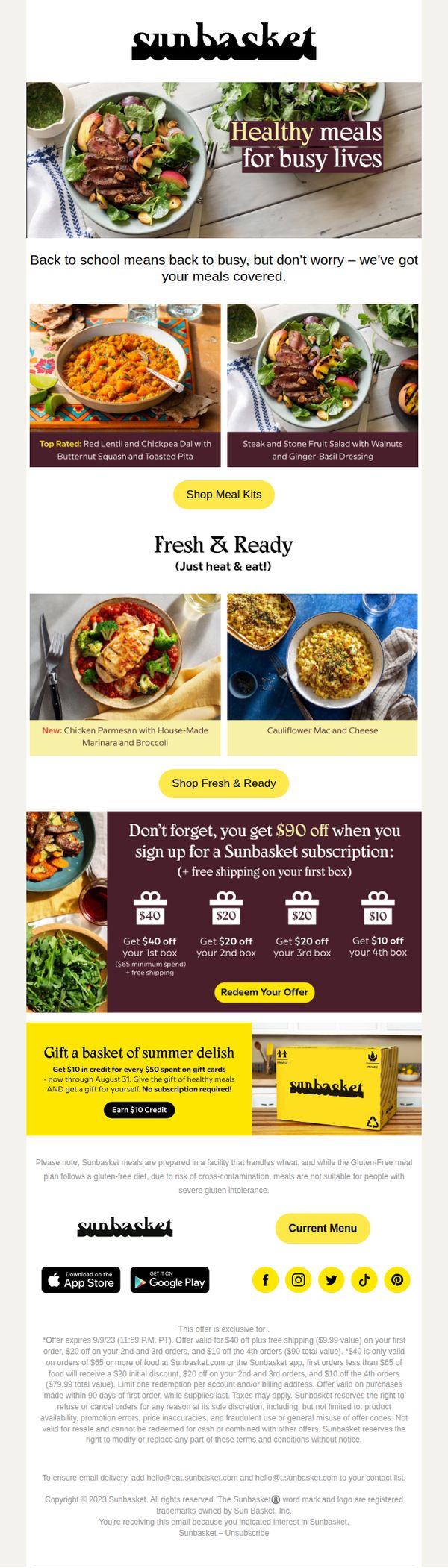 6. Sunbasket: Get $10 when you gift $50
