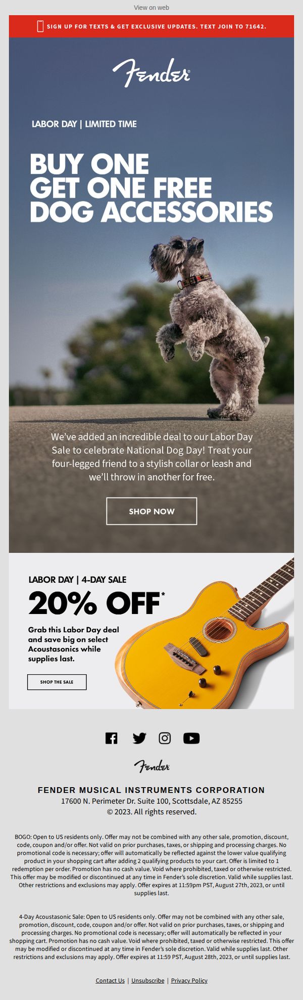 10. Fender: Buy One, Get One Free Dog Accessories
