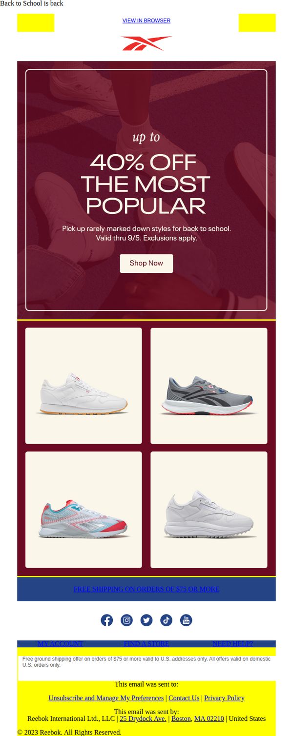 6. Reebok: Still happening: Up to 40% off