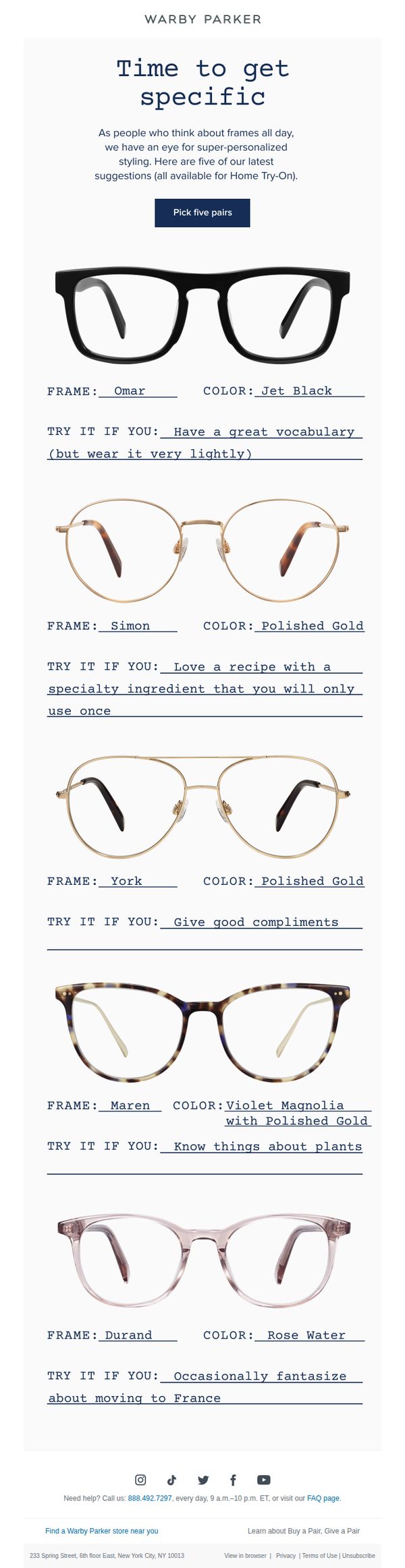 8. Warby Parker: We’re the eyewear whisperers