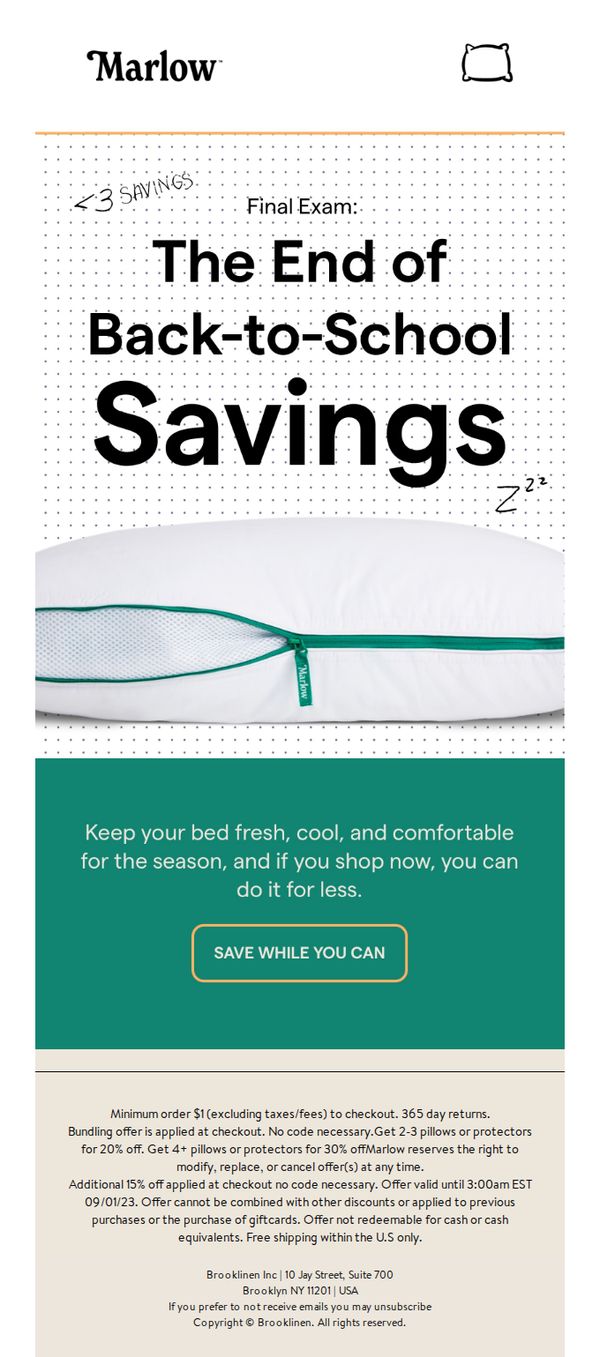 6. Marlow: Back To School Sale Is Ending