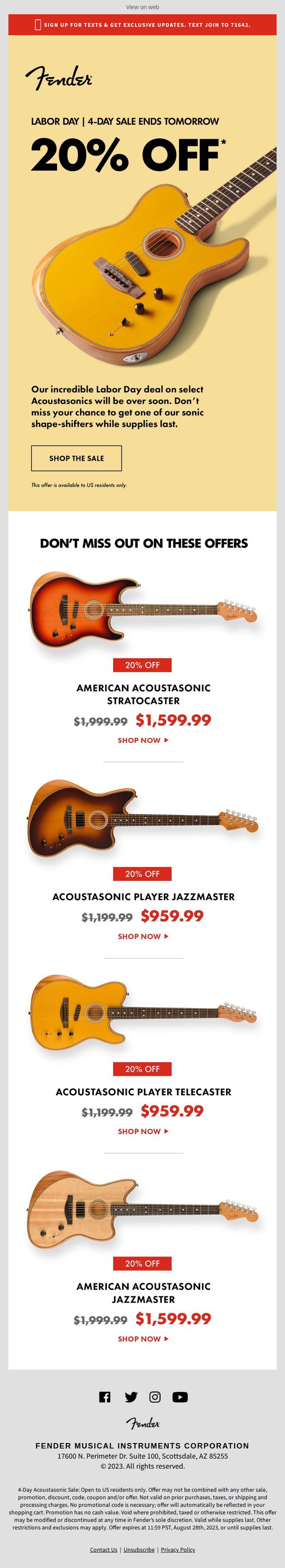 9. 20% Off Select Acoustasonics Ends Tomorrow