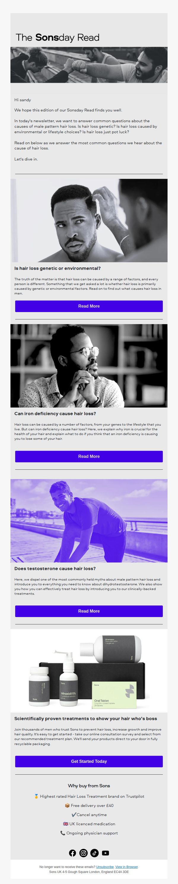 9. Sonsday Newsletter: Is hair loss genetic or environmental?