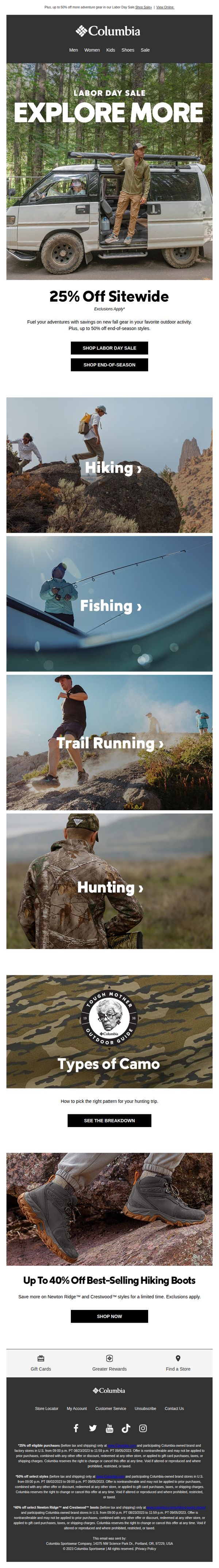 6. 25% off gear for hiking, fishing, running, & hunting.
