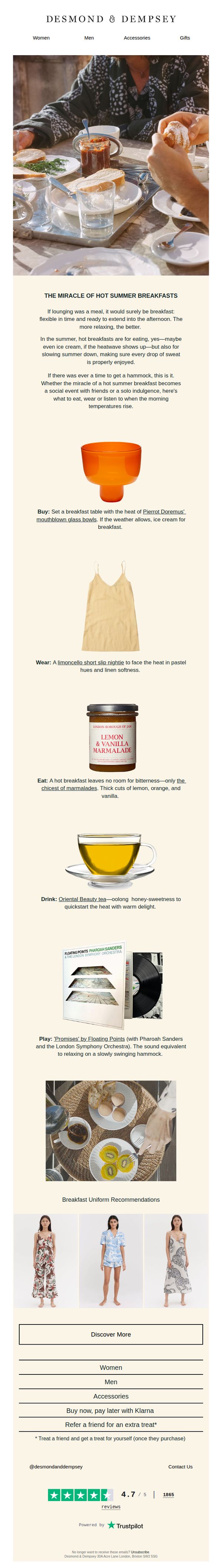 6. Desmond and Dempsey: The miracle of hot summer breakfasts