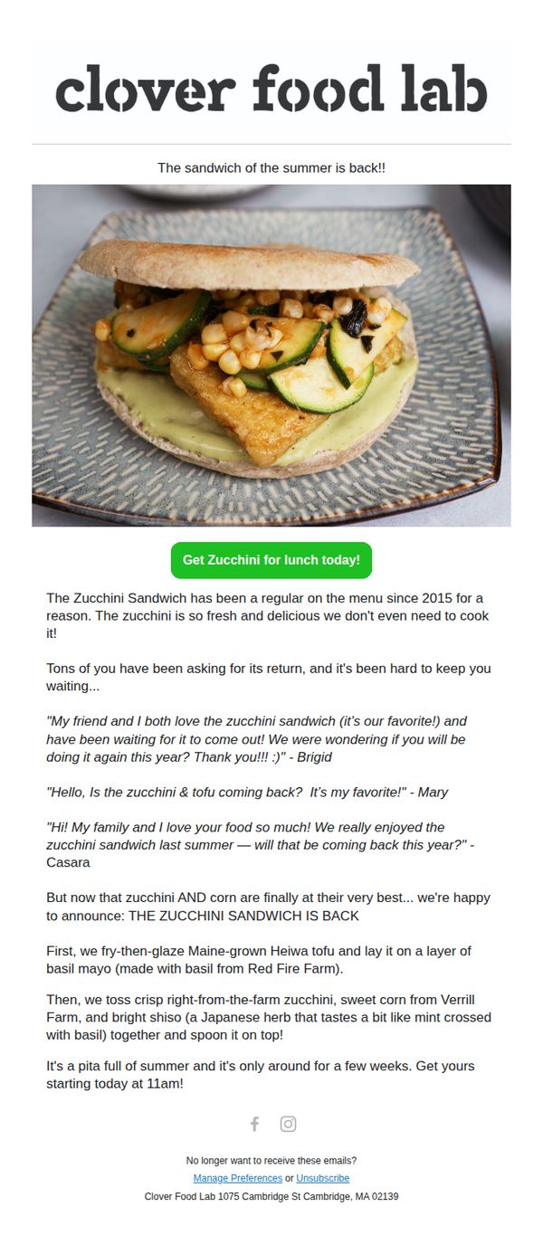 7. The Zucchini Sandwich is Back!