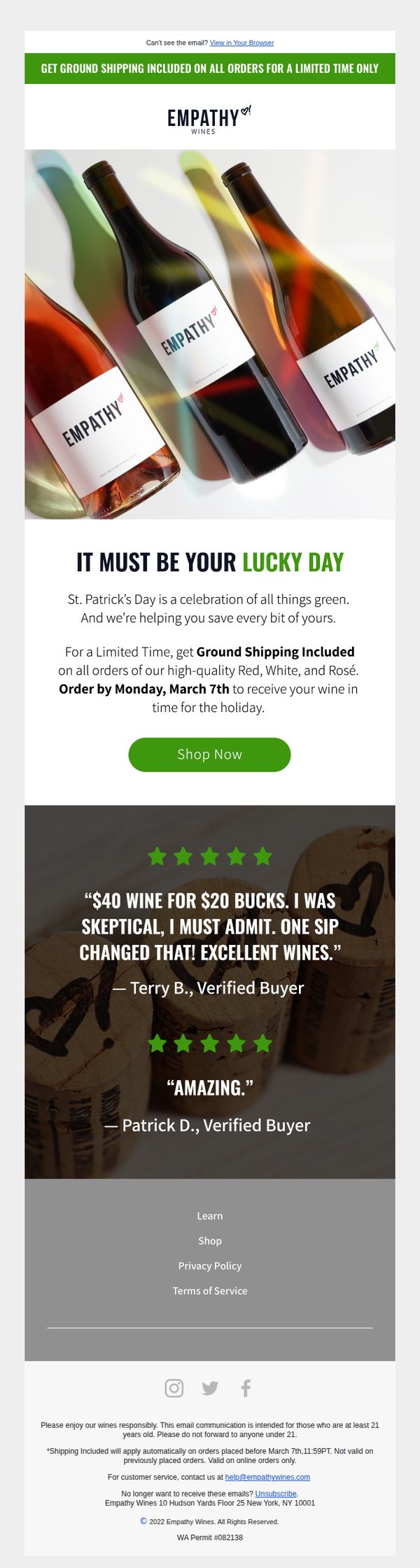 6.  Celebrate with Shipping Included ☘️🍷
