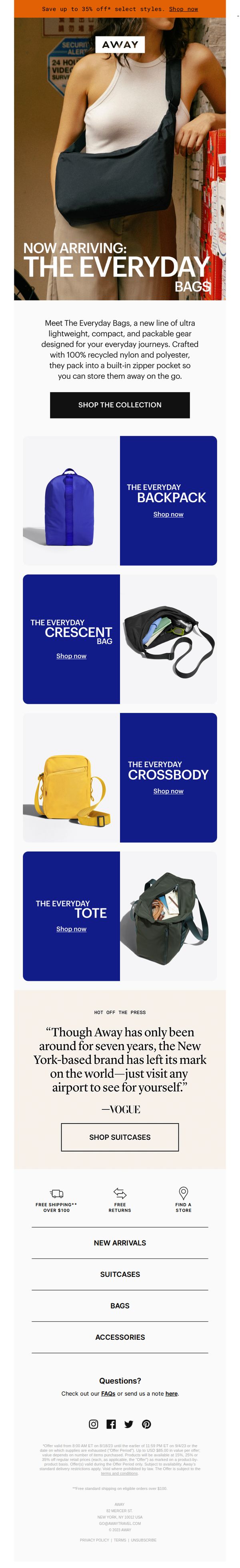 7. Away: Now arriving: The Everyday Bags