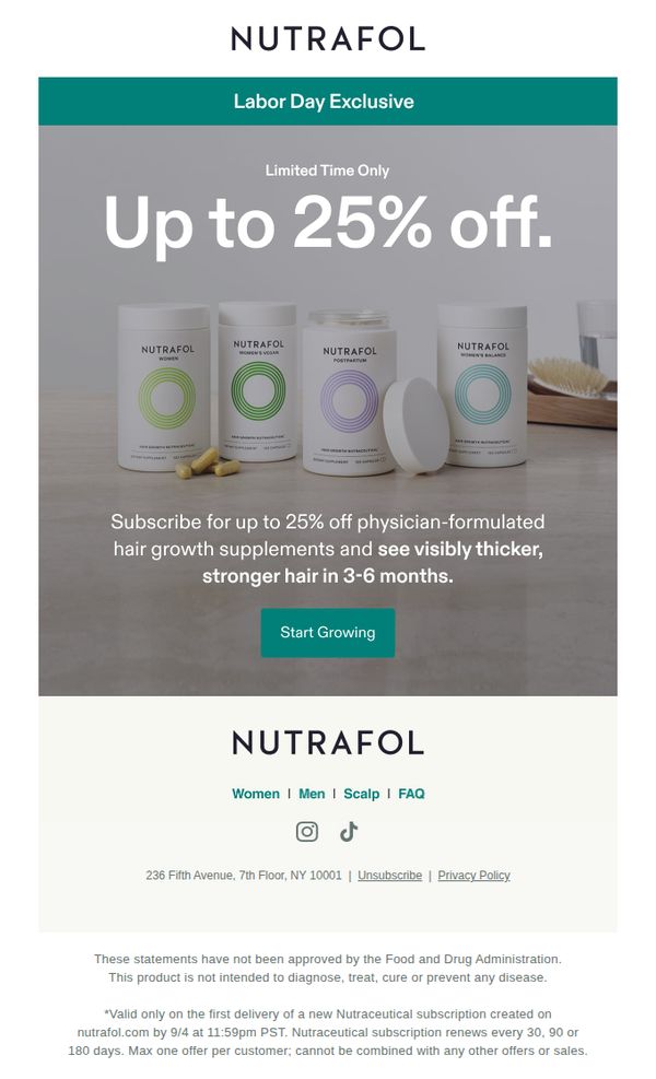 8. Labor Day exclusive: up to 25% off.