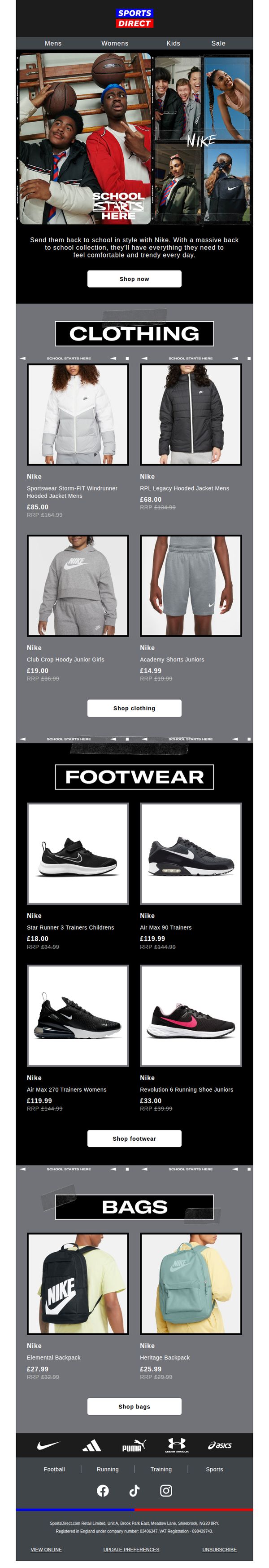 8. Sports Direct : New term ready with Nike 📚✏️