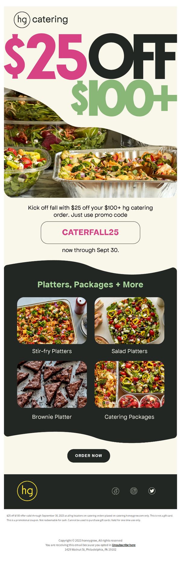 6. Get $25 off hg catering