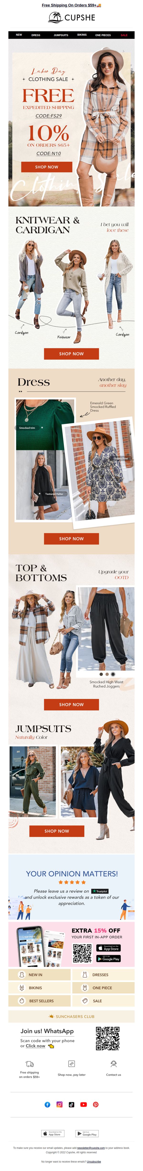 8. Cupshe: LABOR DAY CLOTHING SALE👗