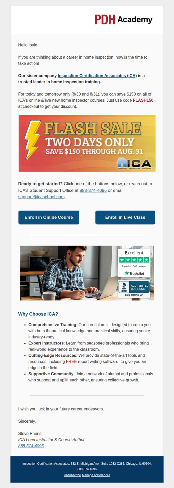 7. Two Days Only - Take $150 Off Your Home Inspection Education