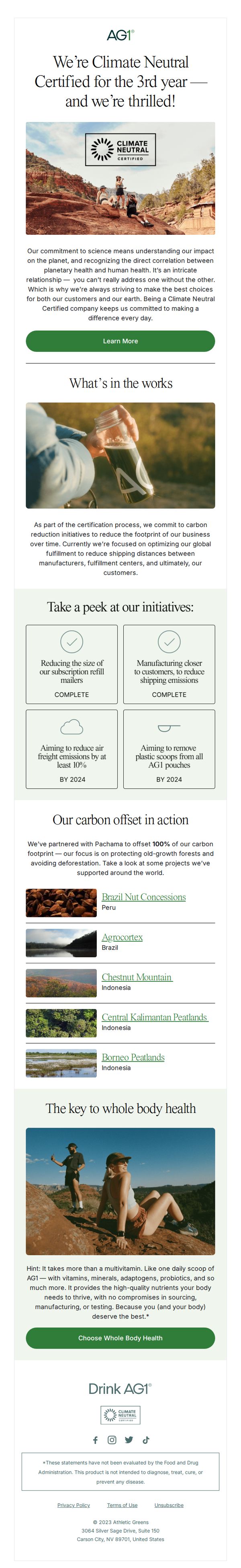 6. Athletic Greens AG1: We’re keeping our Climate Neutral Certification going