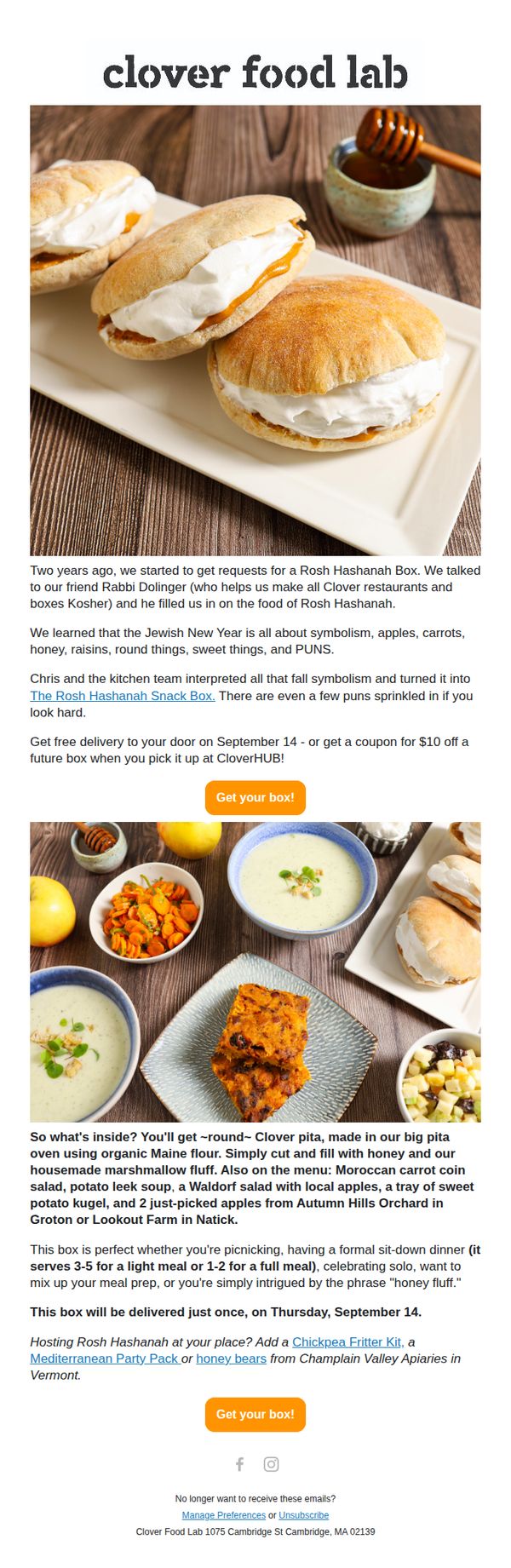 7. Clover Food Lab: Our Rosh Hashanah delivery menu!