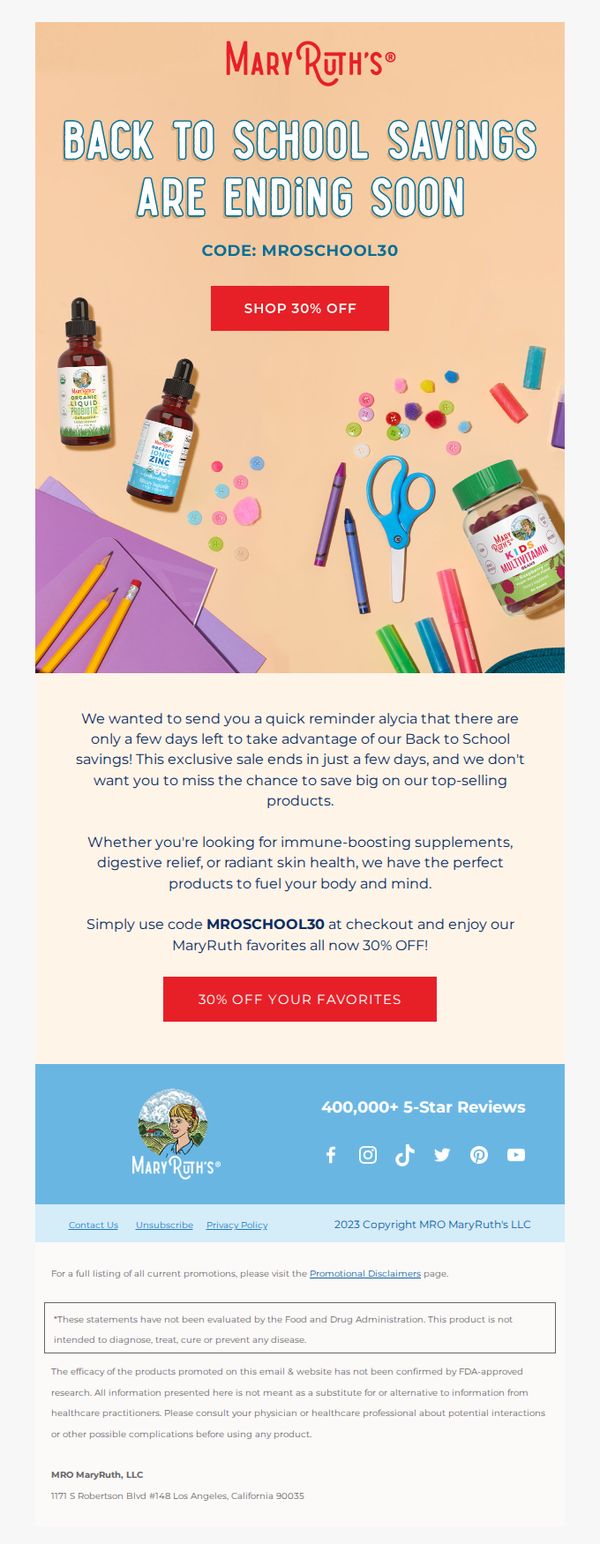 9. MaryRuth Organics: Important promo reminder alycia