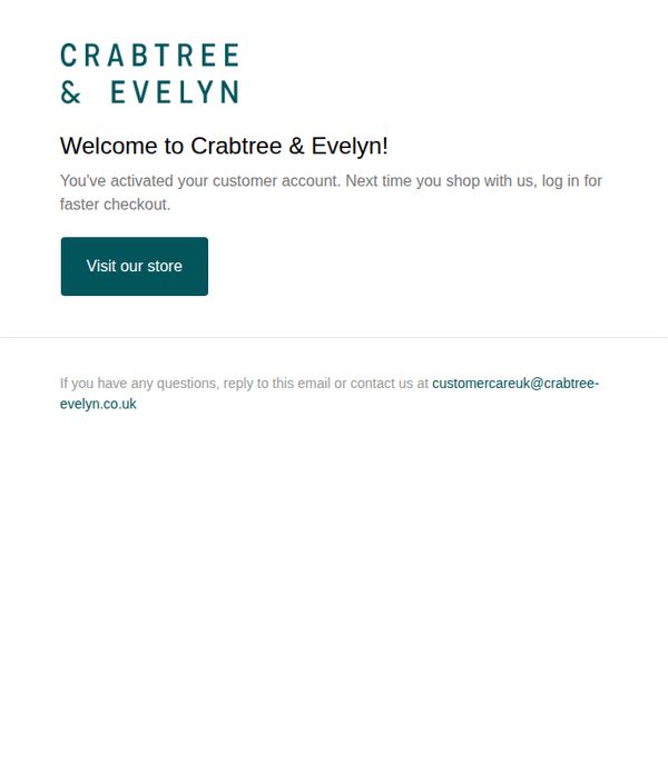 9. Crabtree & Evelyn: Customer account confirmation