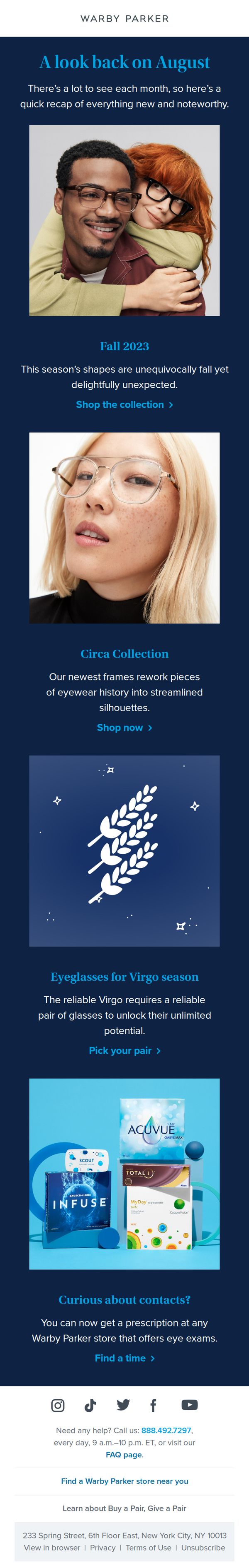 7. Warby Parker: August at a glance