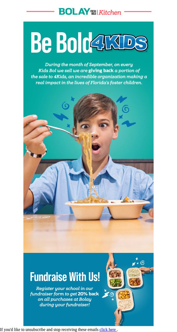 9. Be BOLD 4KIDS at Bolay Fresh Bold Kitchen!