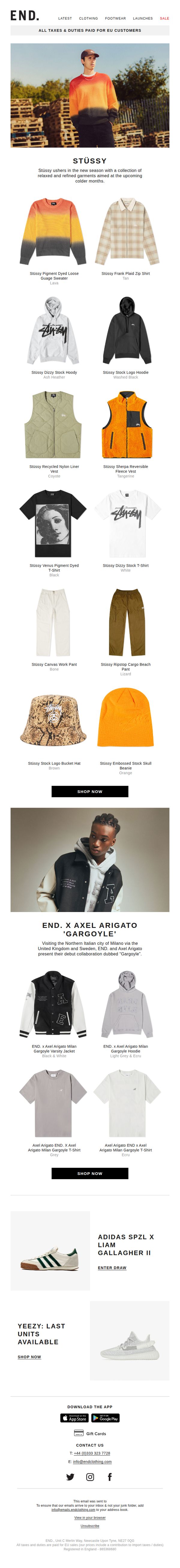 7. Stüssy Fall '23 Collection & END. x Axel Arigato 'Gargoyle' - online now
