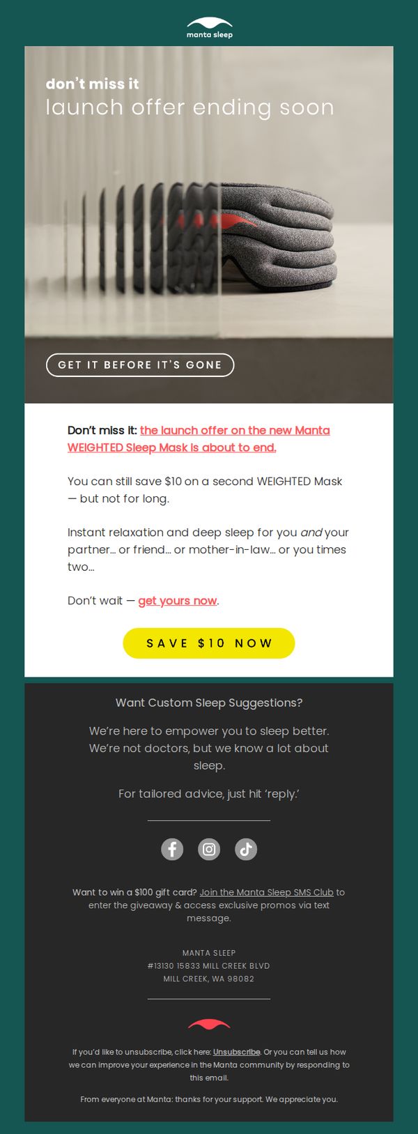 8. [Last chance] Save $10 on a second WEIGHTED Mask