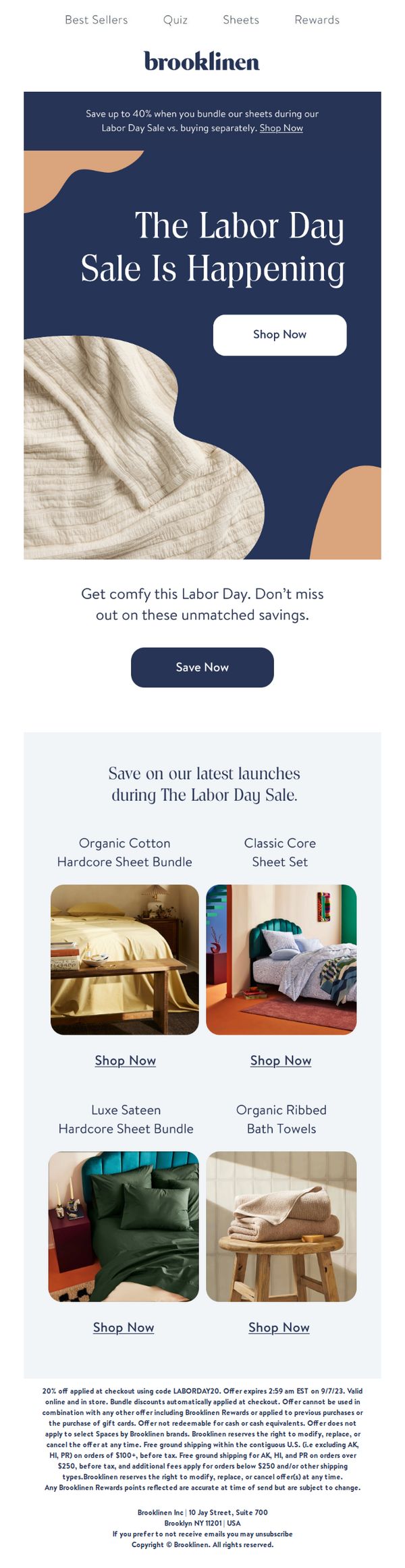 10. Brooklinen: Relaxxxxx, Our Labor Day Sale Is On