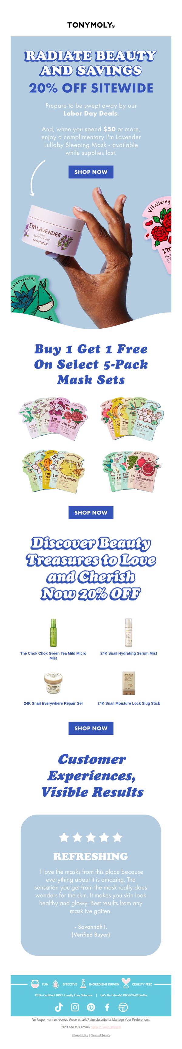 6. Tonymoly: Don't Miss Out: 20% Off Labor Day Deals Sitewide!