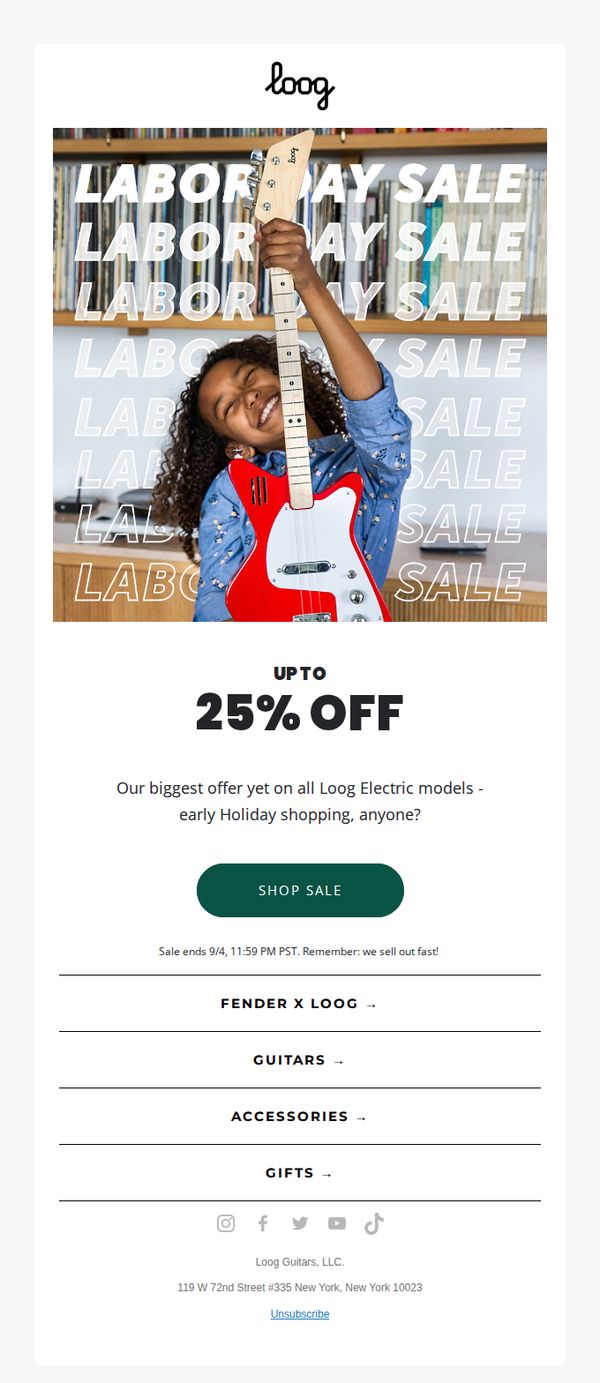 7. Loog Electrics up to 25% OFF!