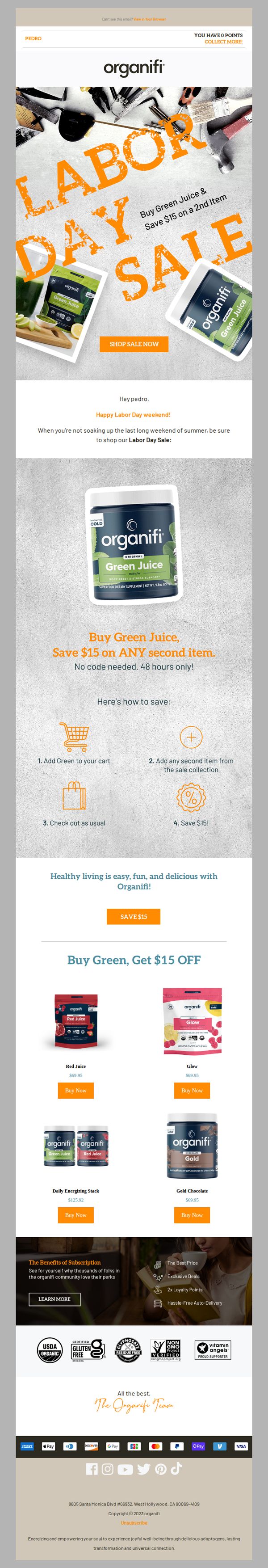 6. Organifi: Labor Day savings start NOW