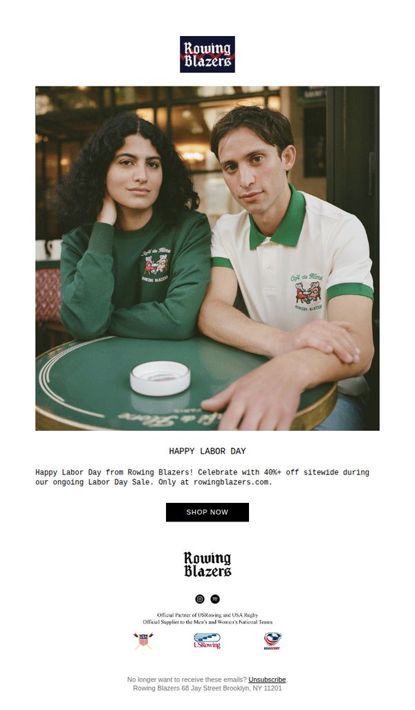 8. Rowing Blazers: Happy Labor Day from Rowing Blazers!