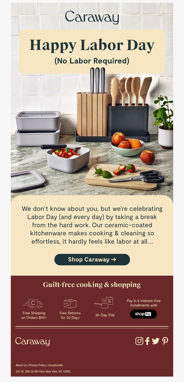 10. Caraway: Happy No Labor, Labor Day!