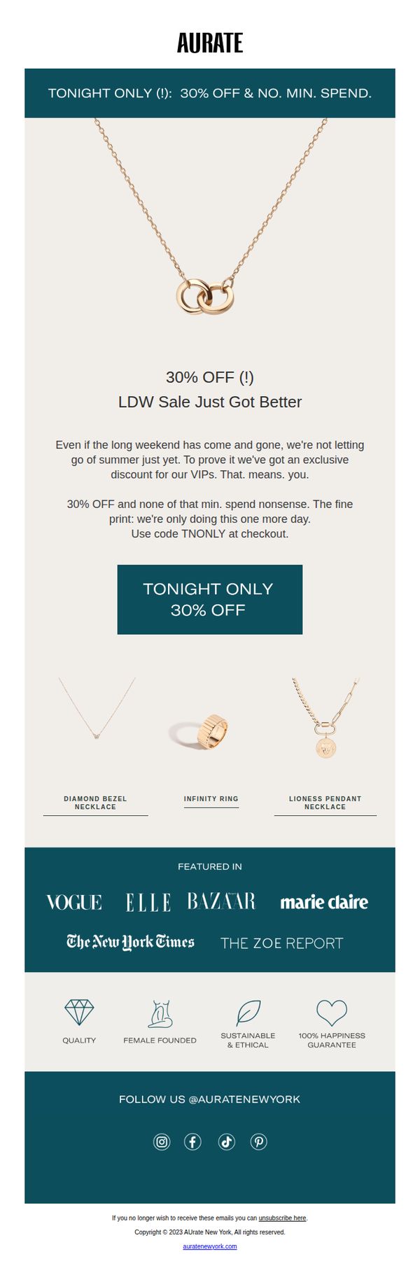 8. Aurate: 30% OFF (!) extended summer, exclusive offer