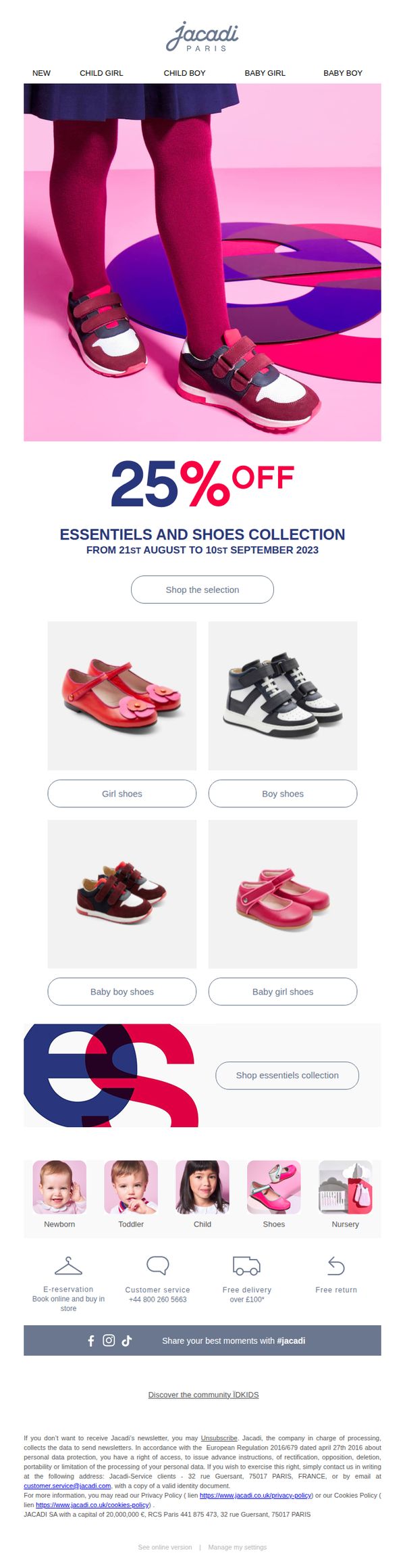 7. Jacadi: Shop 25% off shoes for back to school !