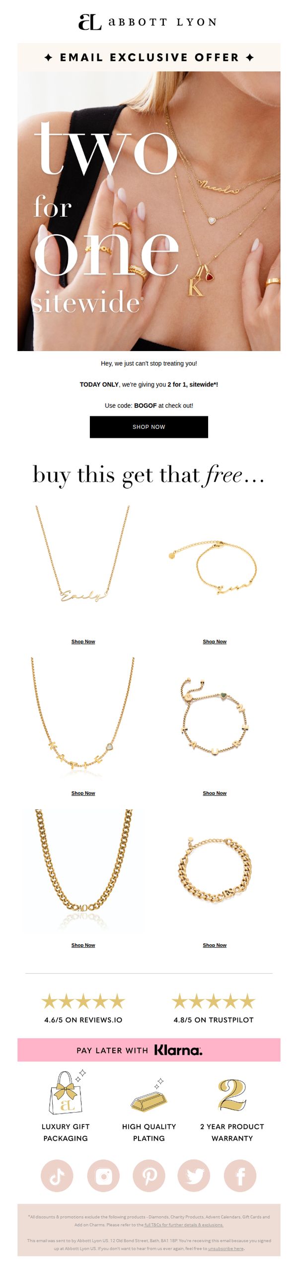 7. 2 for 1 sitewide* 🛍️