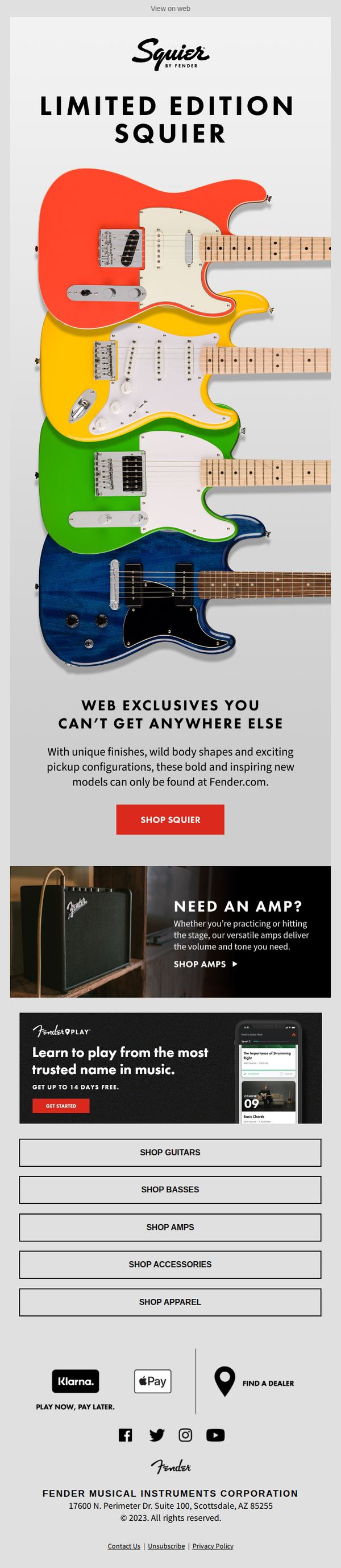 7. Squier Sonic & Paranormal Web Exclusives