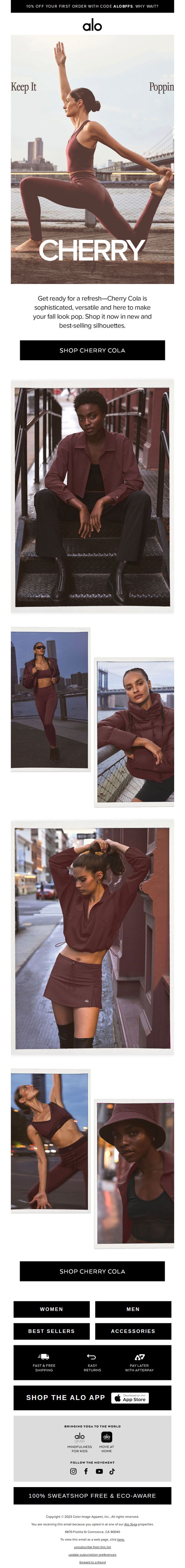 8. Alo Yoga: NEW DROP: Cherry Cola