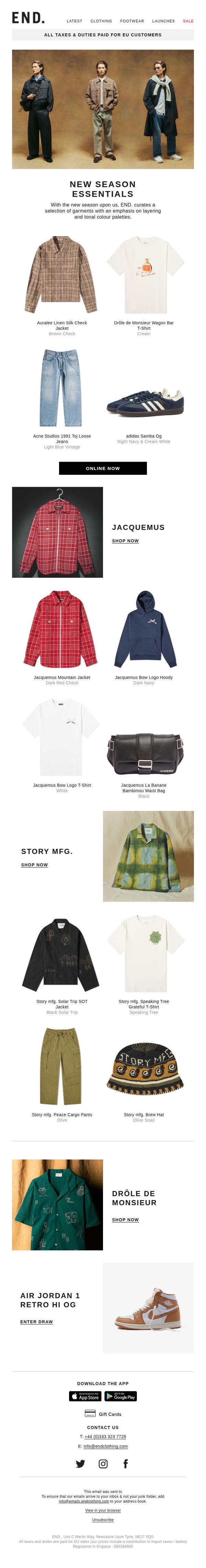 6. New Season Essentials, Jacquemus & Story mfg. - now online