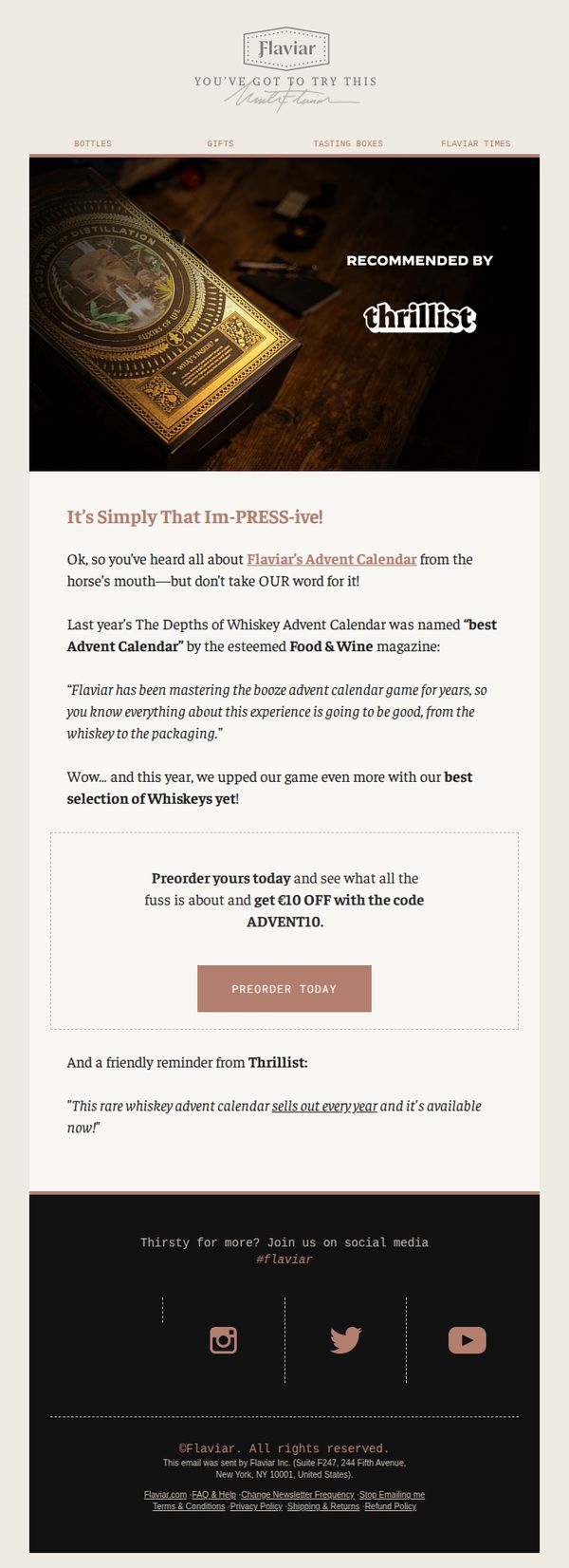 7. Flaviar: Named “best Advent Calendar” 🥇 by top magazines, see why!