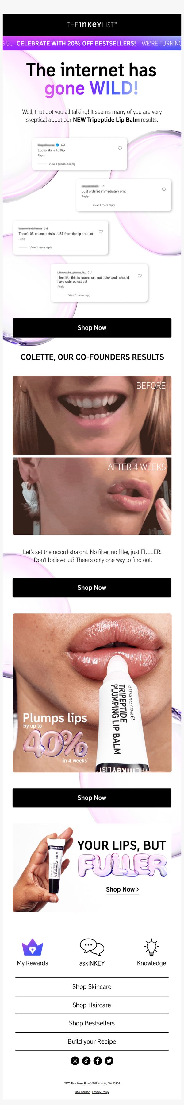 9. The INKEY List - US: No filter, no filler, just FULLER 💋