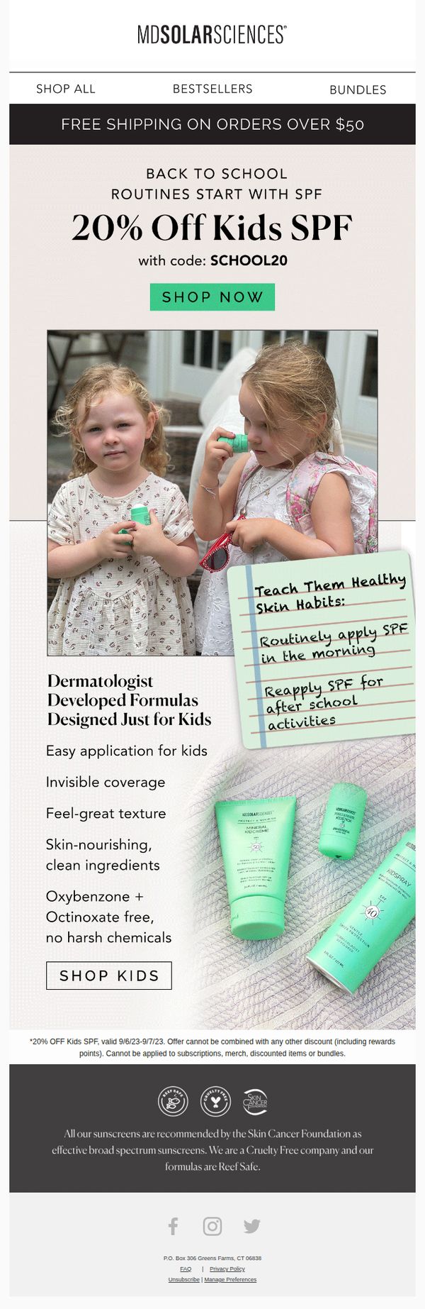 8. MDSolarSciences: 20% off any kid’s product + keep their skin protected.